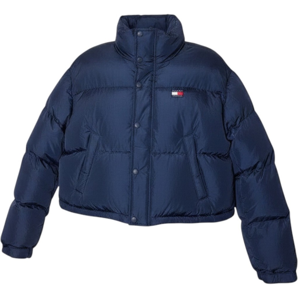 Tommy Jeans Womens Alaska Puffer Jacket Navy Blue Cropped Zip Up XL NWT